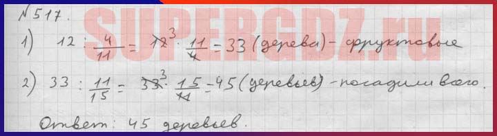 Решение номера 517 Номер задания 517 ГДЗ Мерзляк учебник 6 класс